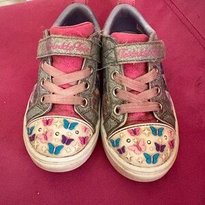 Skechers Pink and Gray Butterfly Sneakers